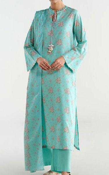 Kayseria Turquoise Lawn Suit | Pakistani Lawn Dress in USA- Image 1