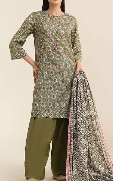 Kayseria Olive Green Lawn Suit | Pakistani Lawn Dress in USA- Image 1