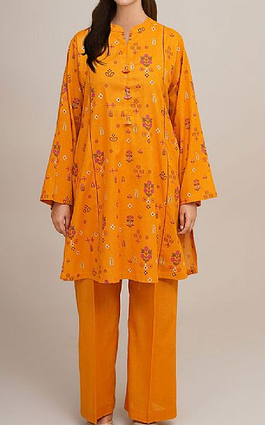 Kayseria Orange Khaddar Suit (2 Pcs) | Pakistani Winter Dresses in USA- Image 1