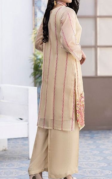 Ketifa Ivory Organza Suit (2 Pcs) | Pakistani Pret Wear Clothing by Ketifa- Image 2