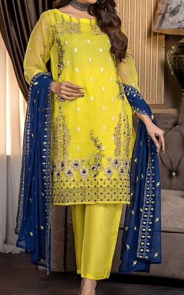 Ketifa Yellow Organza Suit | Pakistani Dresses in USA- Image 1