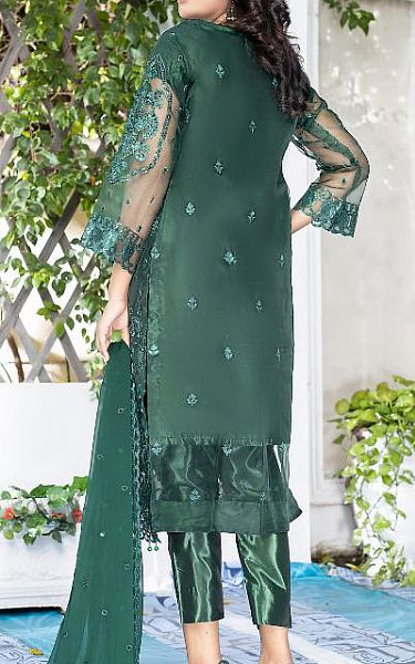 Ketifa Green Organza Suit | Pakistani Embroidered Chiffon Dresses- Image 2