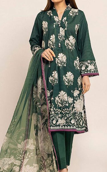 Khaadi Green Cambric Suit | Pakistani Winter Dresses- Image 1