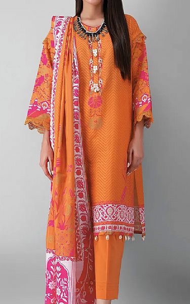 Khaadi Orange Khaddar Suit | Pakistani Dresses in USA- Image 1