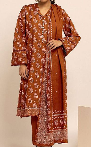 Khaadi Rust Khaddar Suit | Pakistani Winter Dresses- Image 1