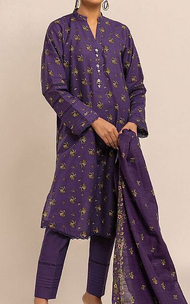 Khaadi Purple Khaddar Suit | Pakistani Winter Dresses- Image 1
