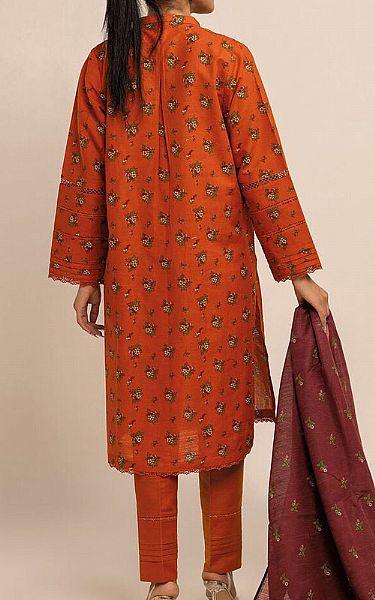 Khaadi Bright Orange Khaddar Suit | Pakistani Winter Dresses- Image 2