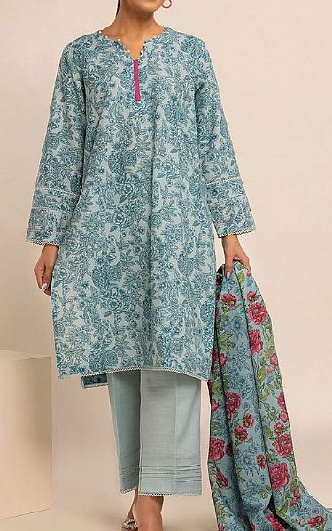 Khaadi Light Turquoise Khaddar Suit | Pakistani Winter Dresses- Image 1