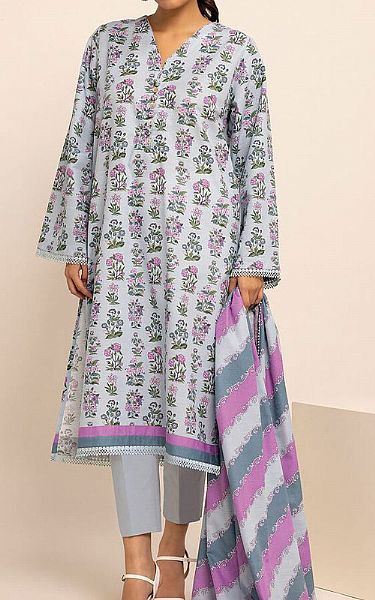Khaadi Pastel Grey Khaddar Suit | Pakistani Winter Dresses- Image 1