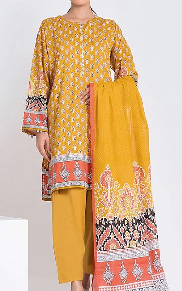 Khaadi Mustard Lawn Suit | Pakistani Dresses in USA- Image 1