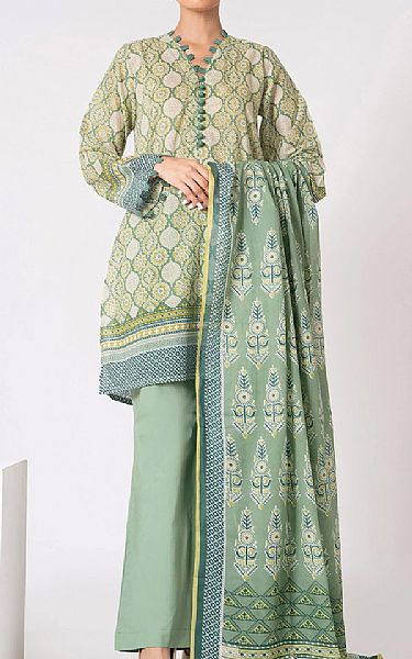 Khaadi Light Pistachio Lawn Suit | Pakistani Dresses in USA- Image 1