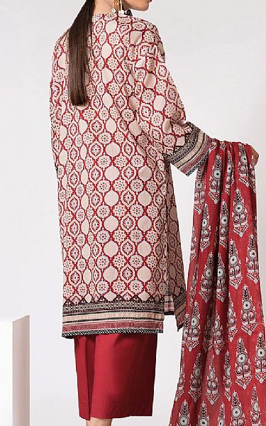 Khaadi Ivory/Red Lawn Suit | Pakistani Dresses in USA- Image 2