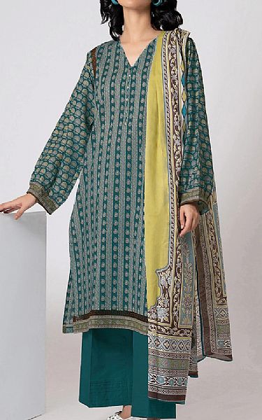 Khaadi Teal Lawn Suit | Pakistani Dresses in USA- Image 1