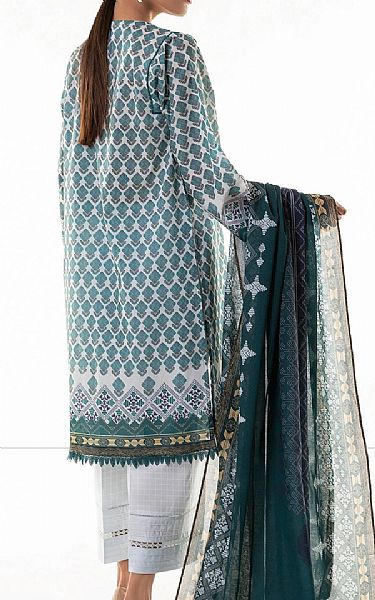 Khaadi White/Teal Lawn Suit | Pakistani Dresses in USA- Image 2