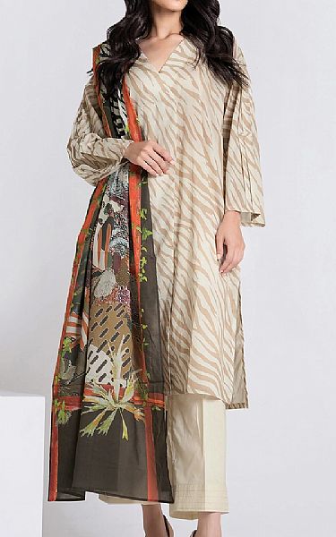 Khaadi Tan Lawn Suit | Pakistani Dresses in USA- Image 1