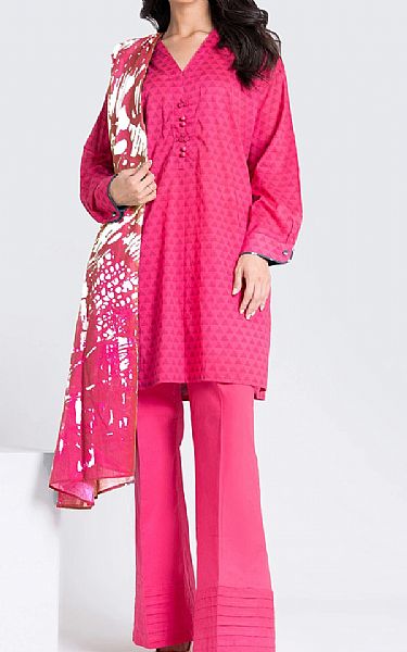 Khaadi Hot Pink Lawn Suit | Pakistani Dresses in USA- Image 1