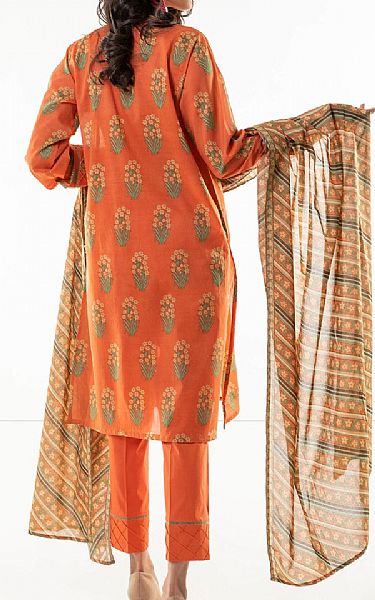 Khaadi Safety Orange Lawn Suit | Pakistani Dresses in USA- Image 2