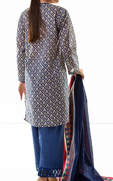 Khaadi Royal Blue Lawn Suit | Pakistani Dresses in USA- Image 2