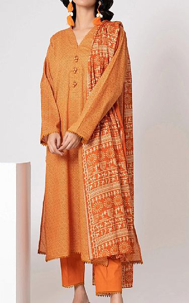 Khaadi Orange Lawn Suit | Pakistani Dresses in USA- Image 1