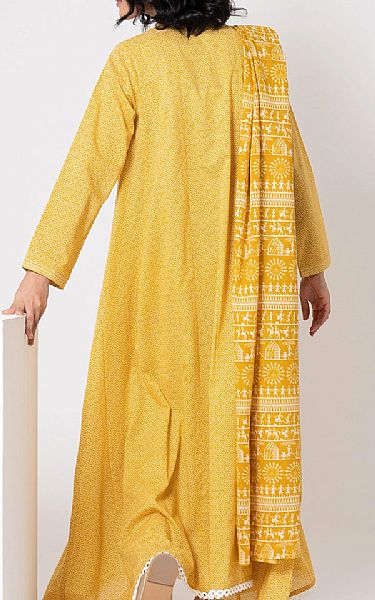 Khaadi Golden Yellow Lawn Suit | Pakistani Dresses in USA- Image 2