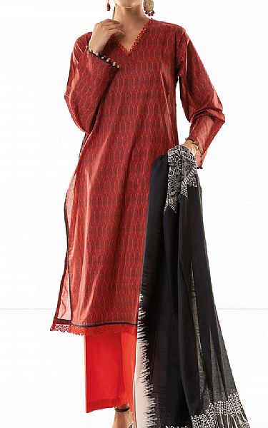 Khaadi Maroon Lawn Suit | Pakistani Dresses in USA- Image 1