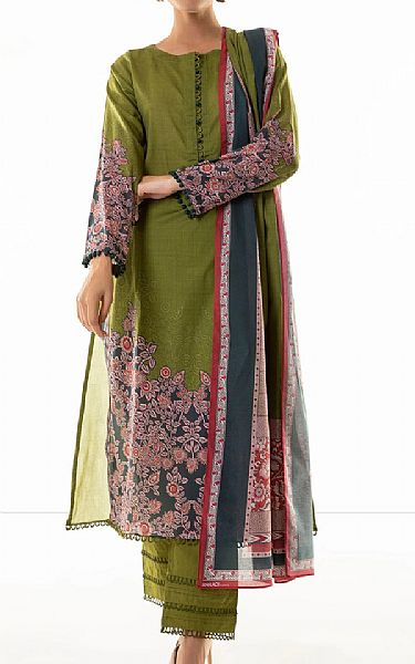 Khaadi Green Lawn Suit | Pakistani Dresses in USA- Image 1