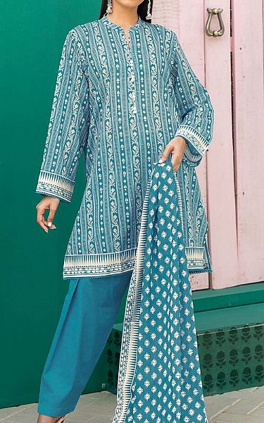Khaadi Light Turquoise Cambric Suit | Pakistani Lawn Suits- Image 1