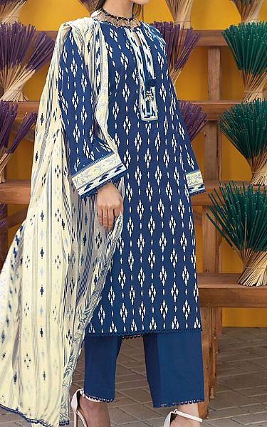 Khaadi Navy Cambric Suit | Pakistani Lawn Suits- Image 1