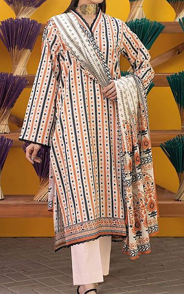 Khaadi Ivory Cambric Suit | Pakistani Lawn Suits- Image 1