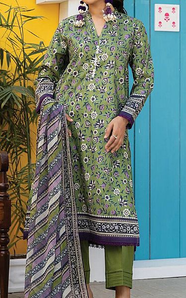 Khaadi Green Lawn Suit | Pakistani Lawn Suits- Image 1