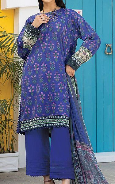 Khaadi Blue Lawn Suit | Pakistani Lawn Suits- Image 1