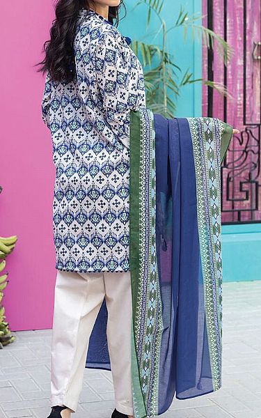 Khaadi Ivory/Blue Lawn Suit | Pakistani Lawn Suits- Image 2