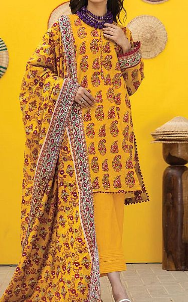 Khaadi Mustard Lawn Suit | Pakistani Lawn Suits- Image 1