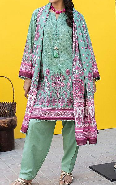 Khaadi Light Green Lawn Suit | Pakistani Lawn Suits- Image 1