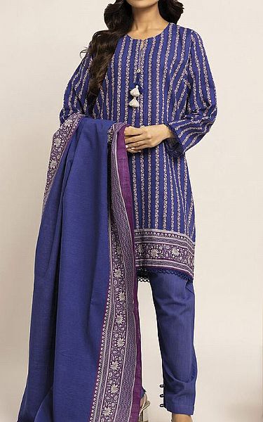 Khaadi Navy Blue Khaddar Suit | Pakistani Winter Dresses- Image 1
