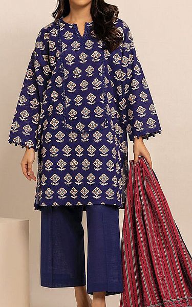 Khaadi Dark Blue Khaddar Suit | Pakistani Winter Dresses- Image 1