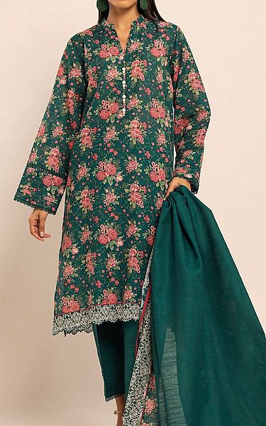Khaadi Teal Green Khaddar Suit | Pakistani Winter Dresses- Image 1