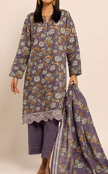 Khaadi Mauve Khaddar Suit | Pakistani Winter Dresses- Image 1