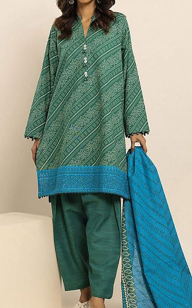 Khaadi Emerald Green Khaddar Suit | Pakistani Winter Dresses- Image 1