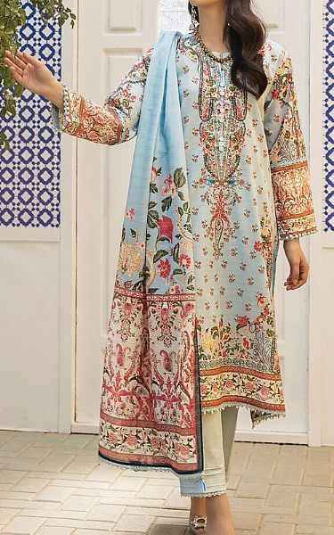 Khaadi Baby Blue Messuri Suit | Pakistani Lawn Suits- Image 1
