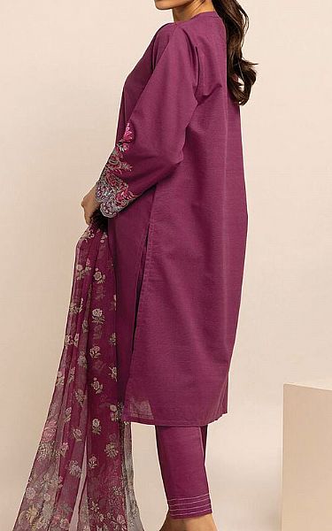 Khaadi Plum Crosshatch Suit | Pakistani Winter Dresses- Image 2