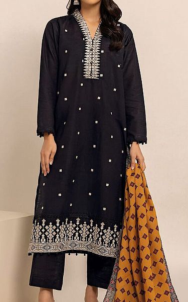 Khaadi Black Crosshatch Suit | Pakistani Winter Dresses- Image 1