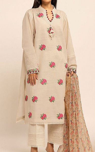 Khaadi Off-white Crosshatch Suit | Pakistani Winter Dresses- Image 1