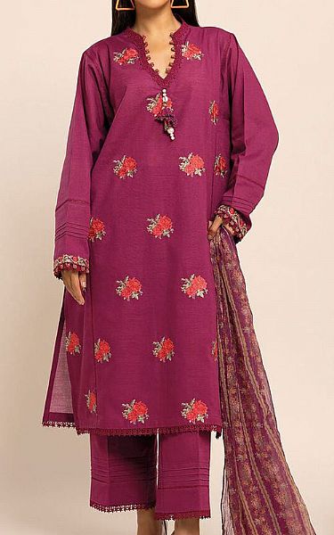 Khaadi Mulberry Crosshatch Suit | Pakistani Winter Dresses- Image 1
