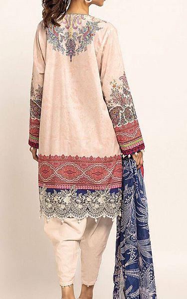 Khaadi Ivory/Blue Cotton Satin Suit | Pakistani Winter Dresses- Image 2