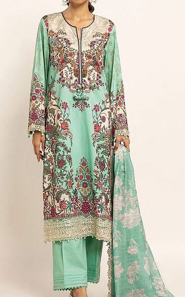 Khaadi Aqua Cotton Satin Suit | Pakistani Winter Dresses- Image 1