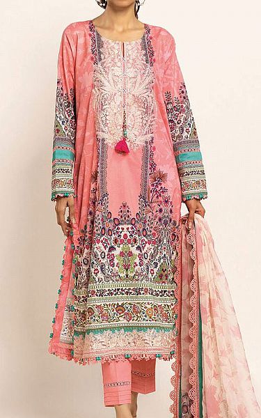 Khaadi Tea Pink Cotton Satin Suit | Pakistani Winter Dresses- Image 1