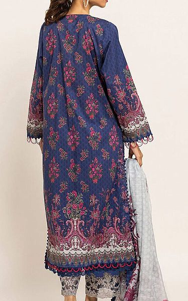Khaadi Denim Blue Cotton Satin Suit | Pakistani Winter Dresses- Image 2