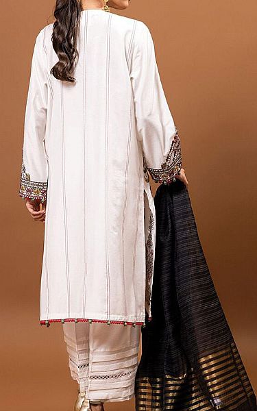Khaadi Off-white Raw Silk Suit | Pakistani Winter Dresses- Image 2