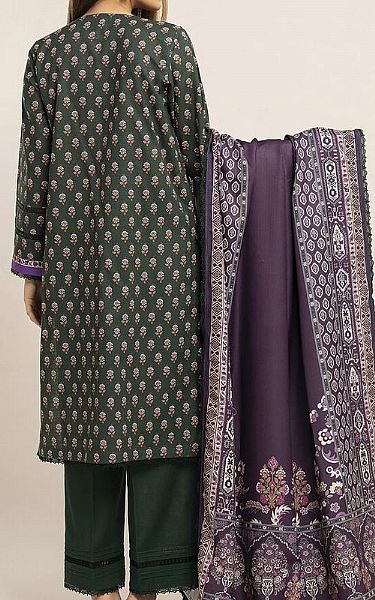 Khaadi Hunter Green Khaddar Suit | Pakistani Winter Dresses- Image 2